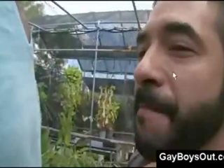 Berambut lebat arab gay adolescent tunggangan yang putz dalam kembali yard kedai